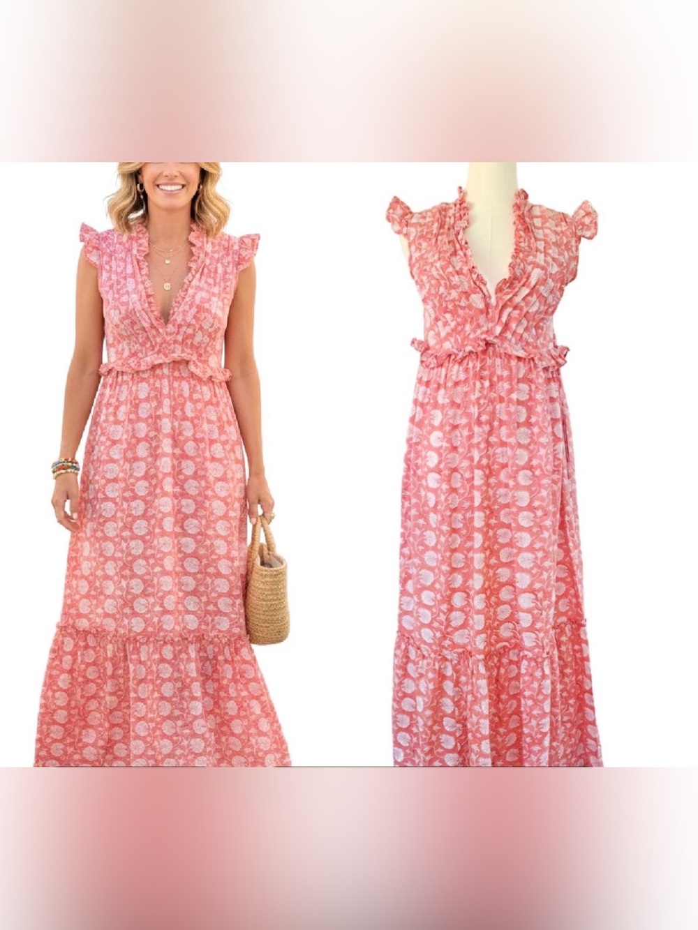Like new Anna Cate Smocked Cotton Maxi Dress Print  Resort